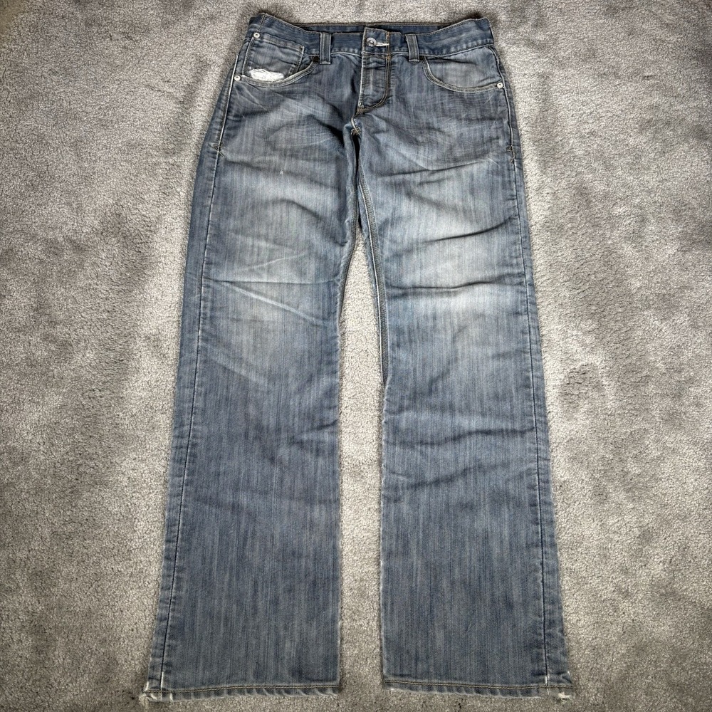 Levis 514 Jeans Mens 32x32 Slim Straight Fit Blue Denim Flap Pockets Skater Y2K